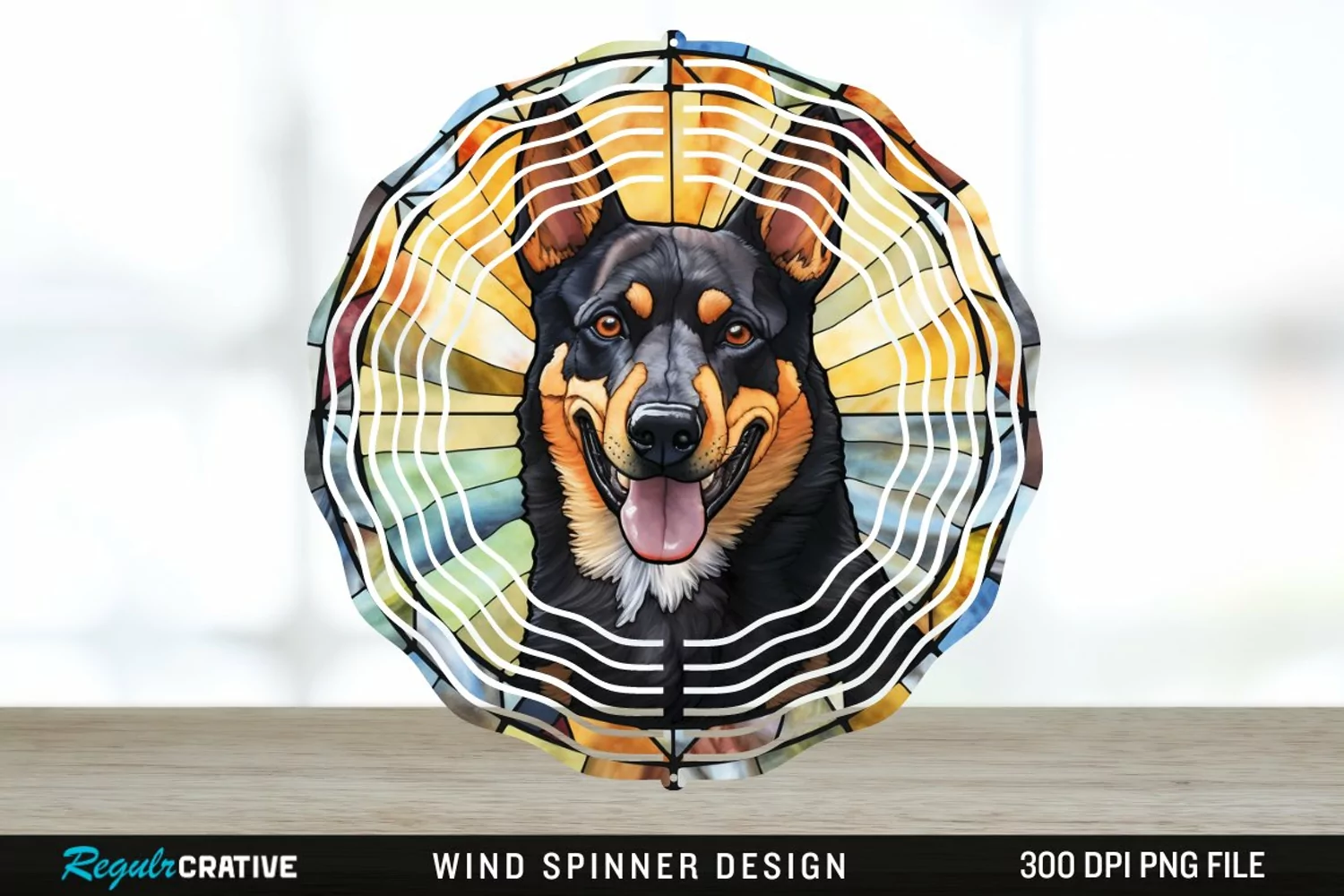 Japanese Watercolor Australian Kelpie Dog Wind Spinner PNG product image 1