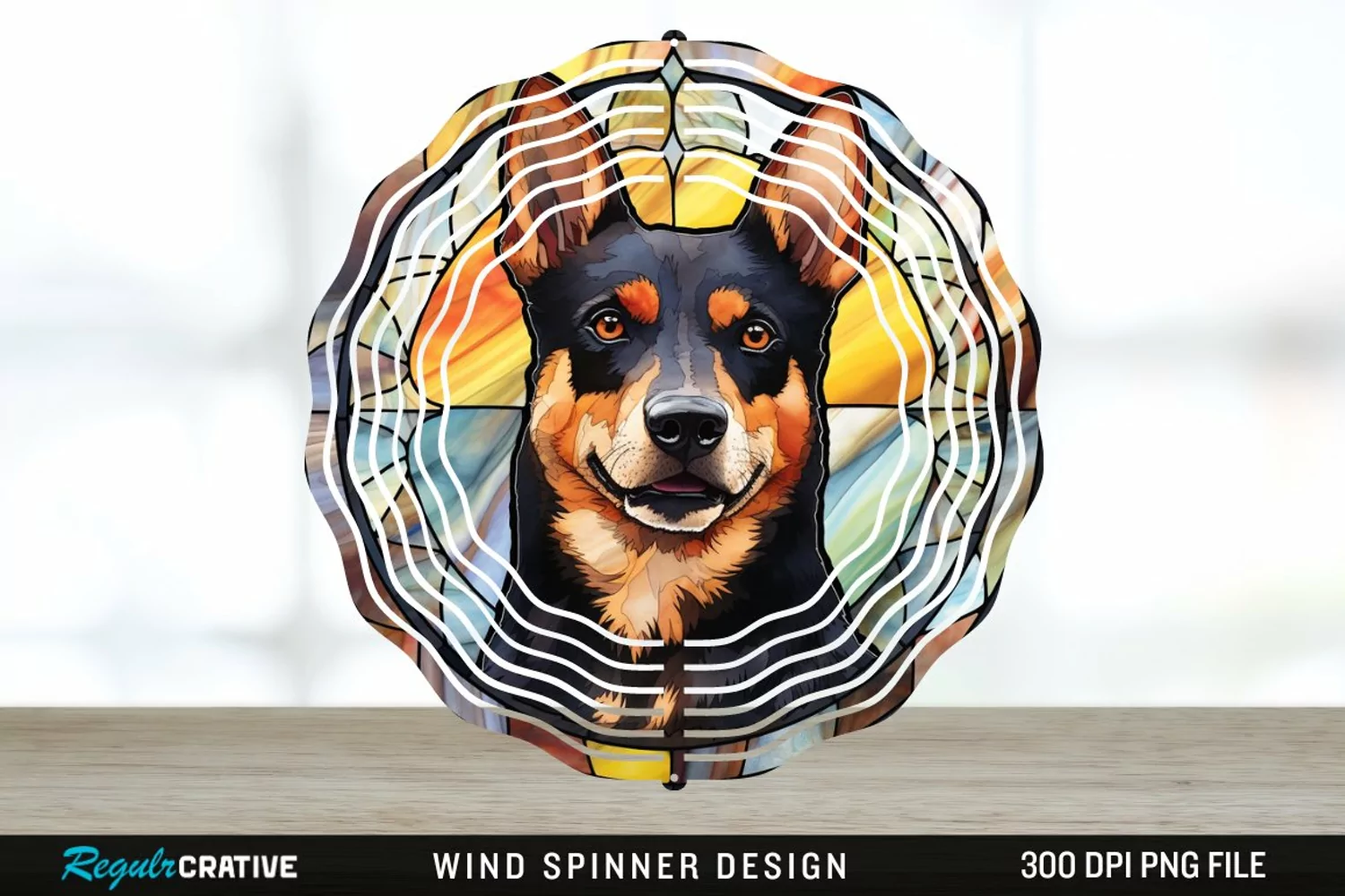 Japanese Watercolor Australian Kelpie Dog Wind Spinner PNG product image 1