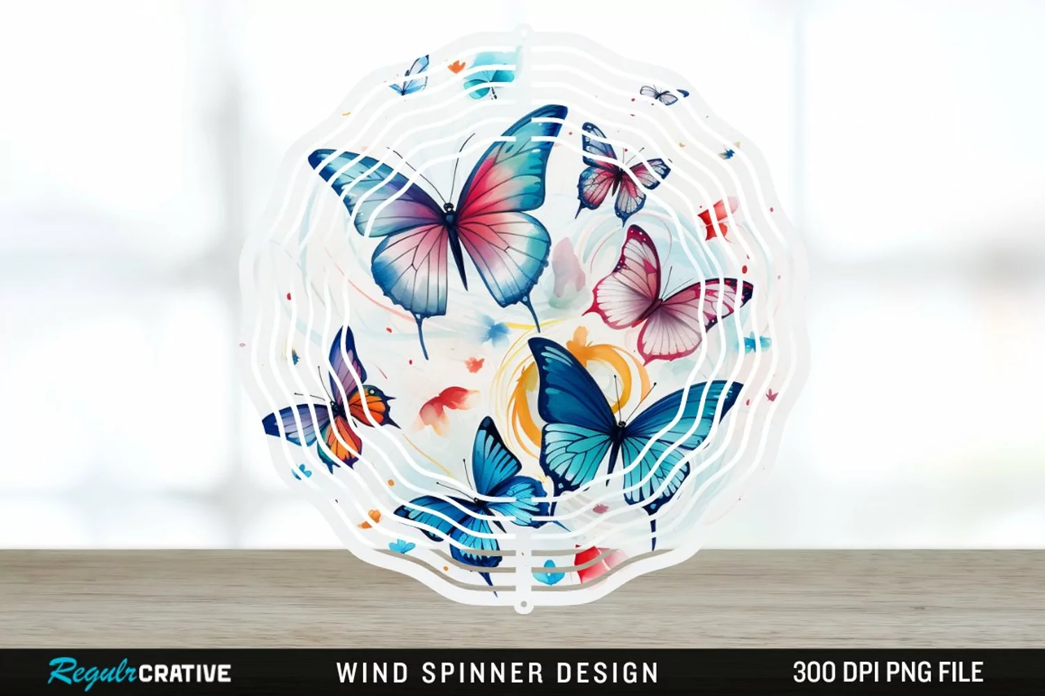Japanese Watercolor Butterflies Wind Spinner Sublimation product image 1