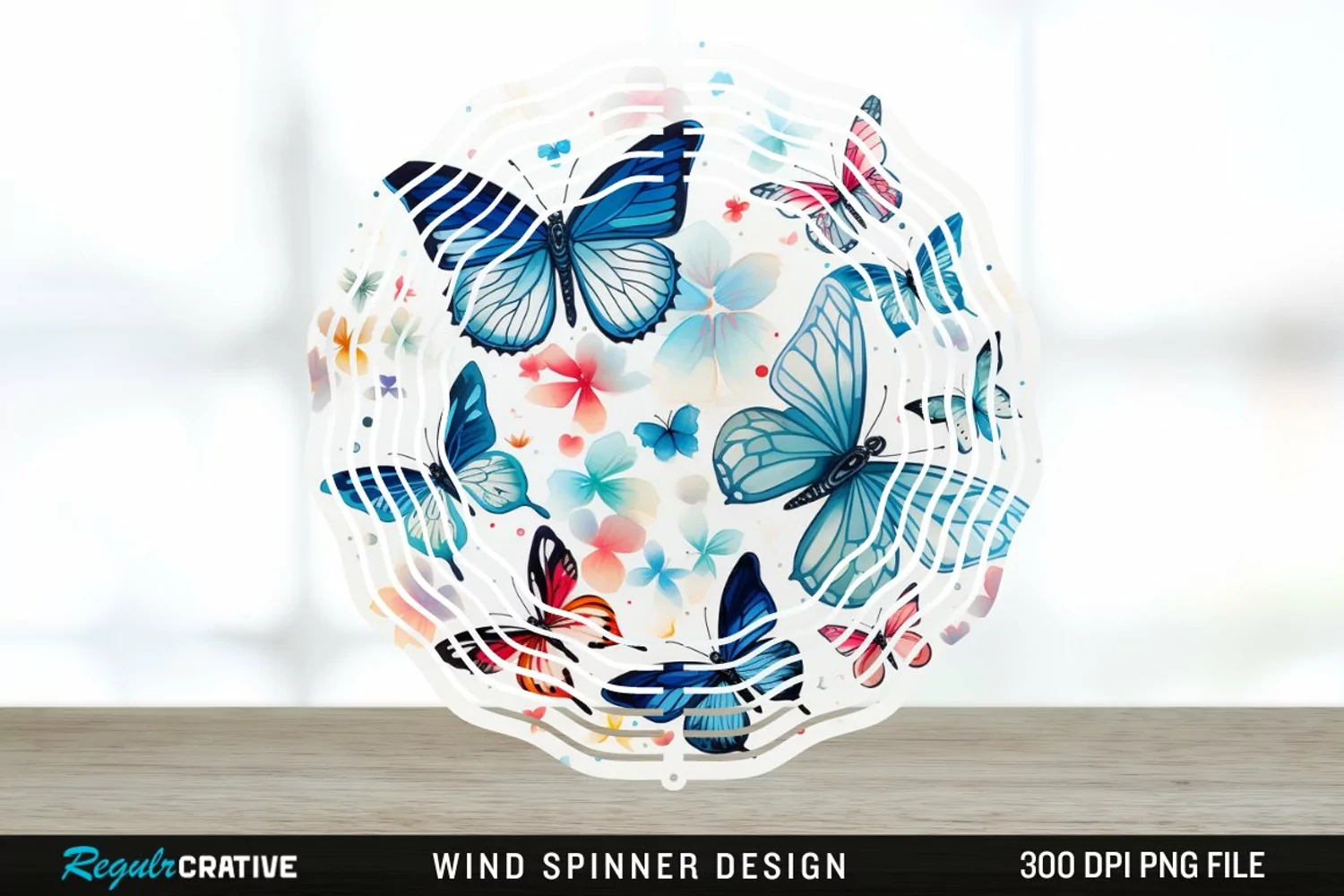 Japanese Watercolor Butterflies Wind Spinner Sublimation product image 1