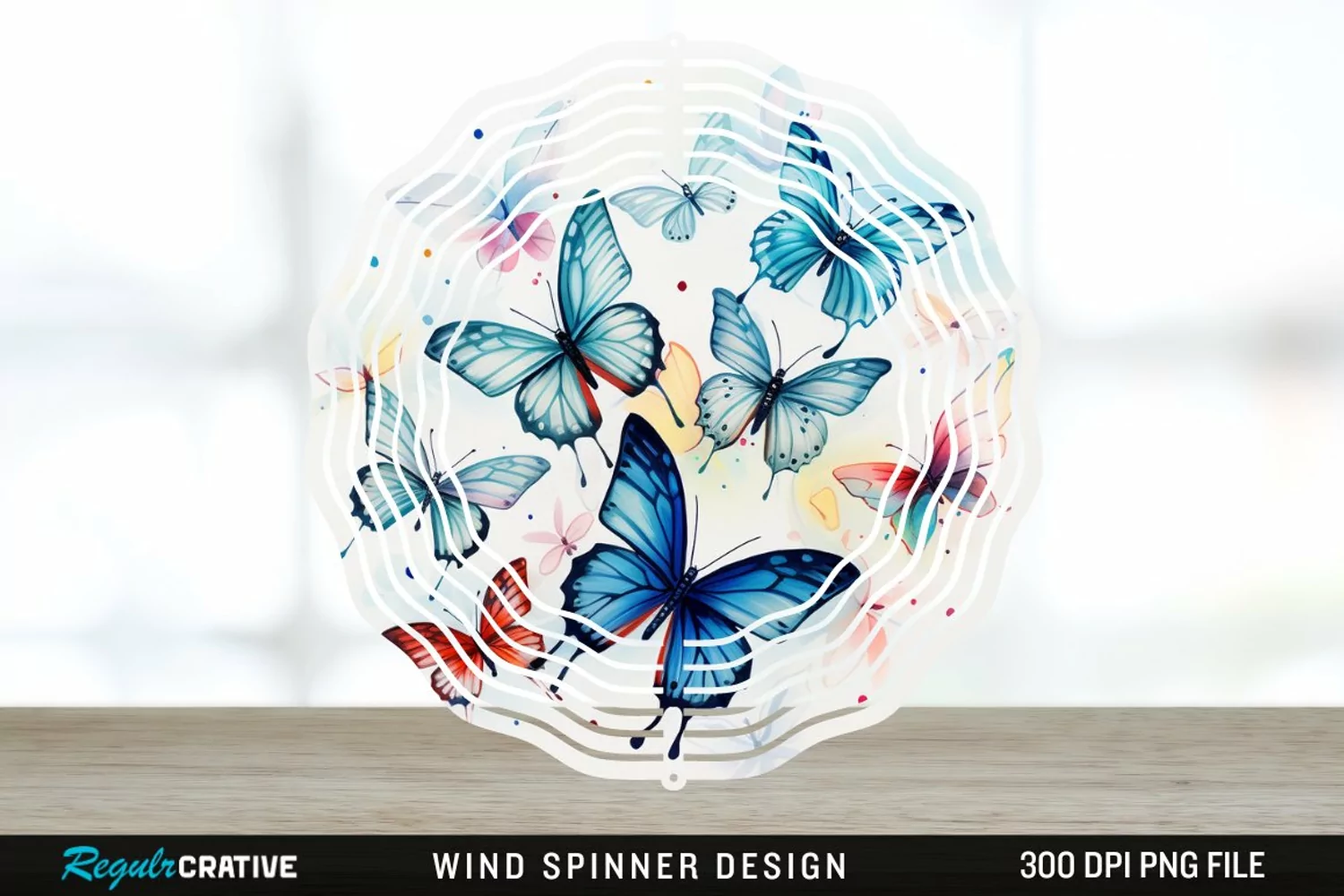 Japanese Watercolor Butterflies Wind Spinner Sublimation product image 1