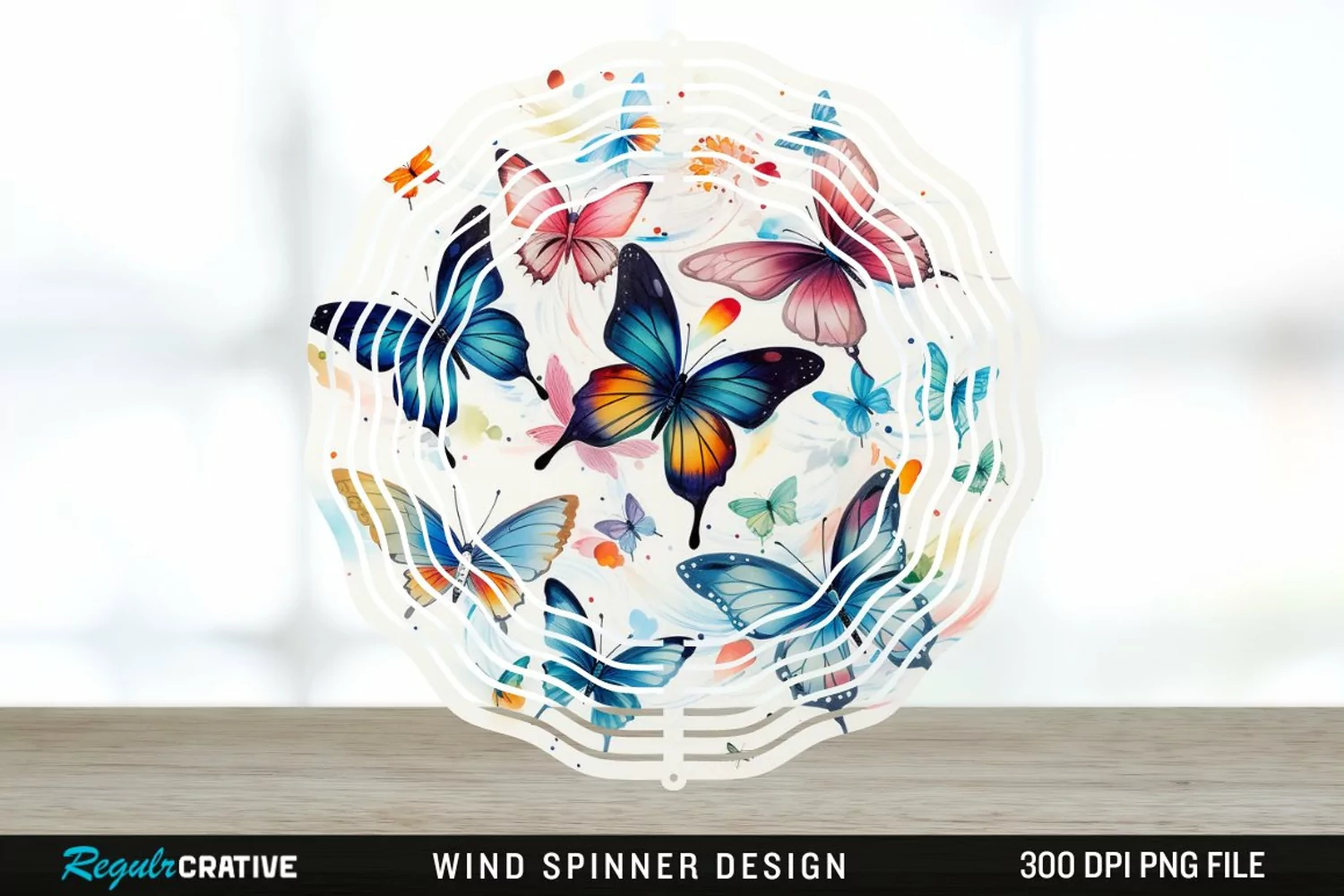 Japanese Watercolor Butterflies Wind Spinner Sublimation product image 1