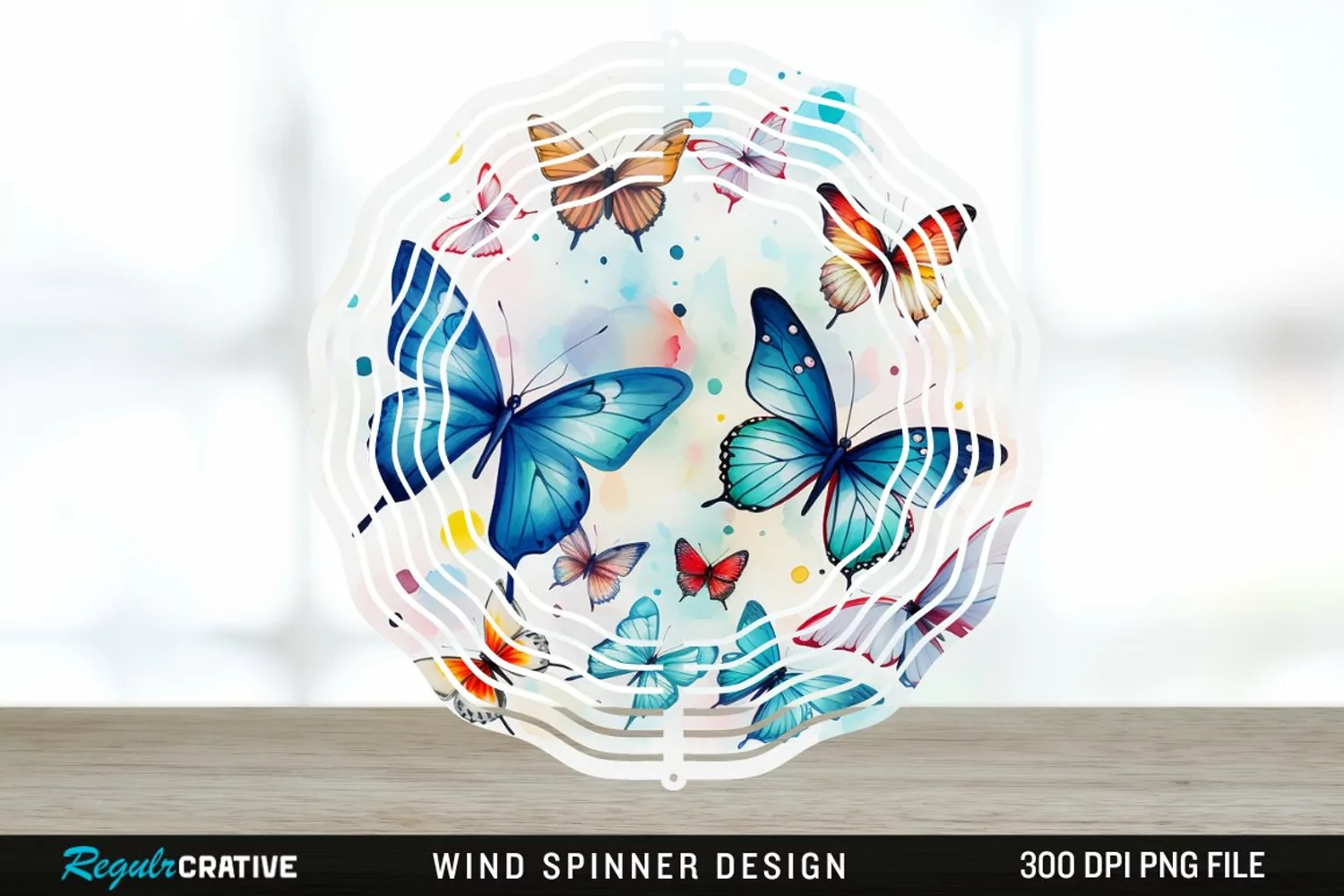 Japanese Watercolor Butterflies Wind Spinner Sublimation product image 1