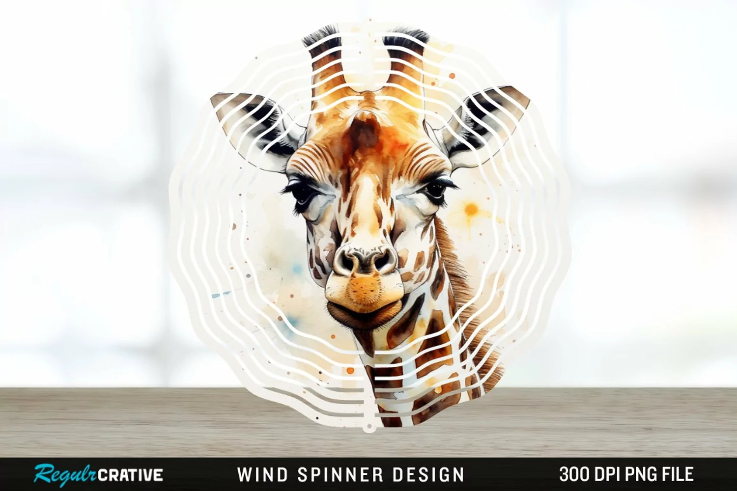 Japanese Watercolor Giraffe Wind Spinner Sublimation PNG product image 1
