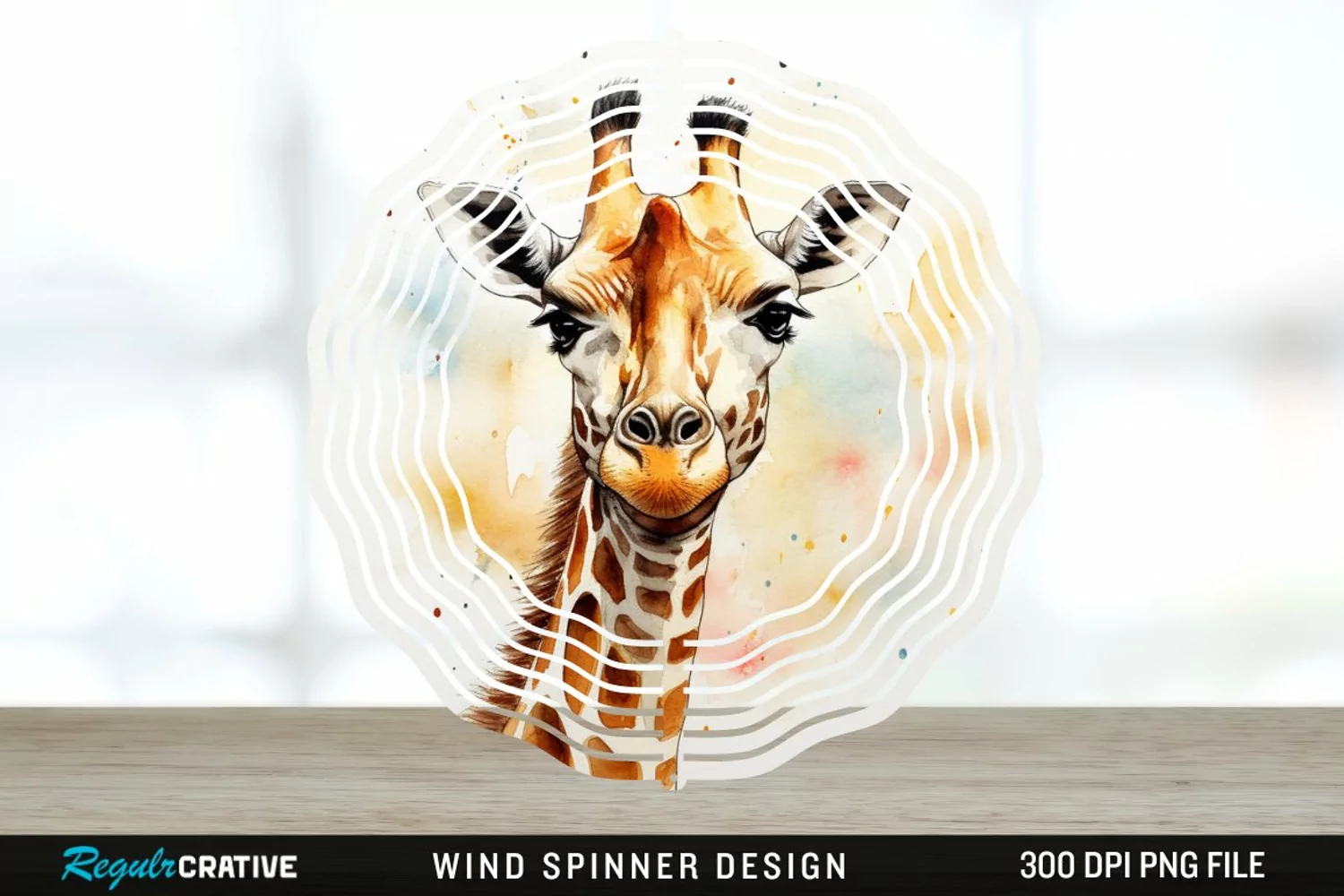 Japanese Watercolor Giraffe Wind Spinner Sublimation PNG product image 1