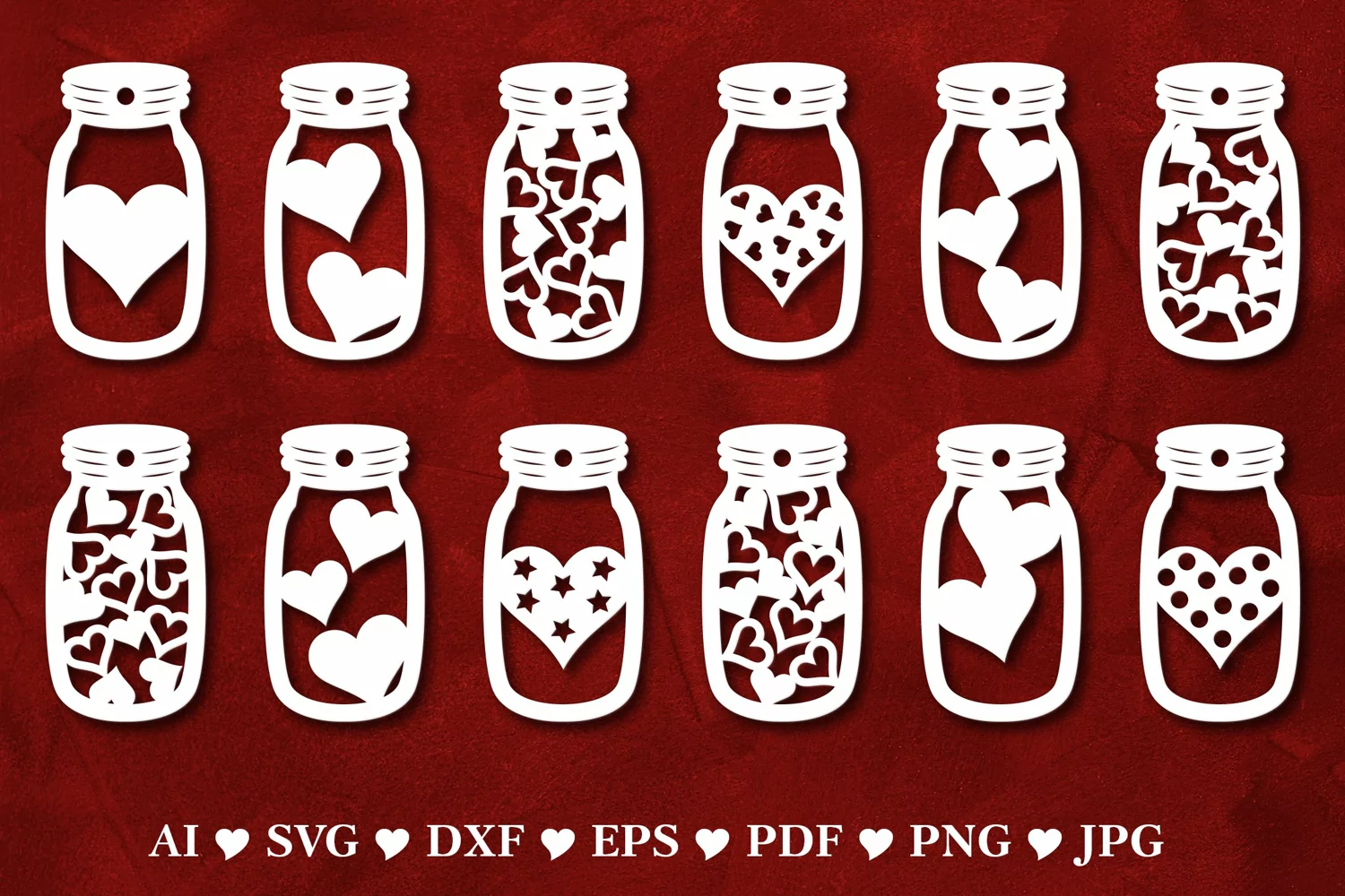 Jar of Hearts Papercut gift tags. Paper Cut Valentine Tags product image 1