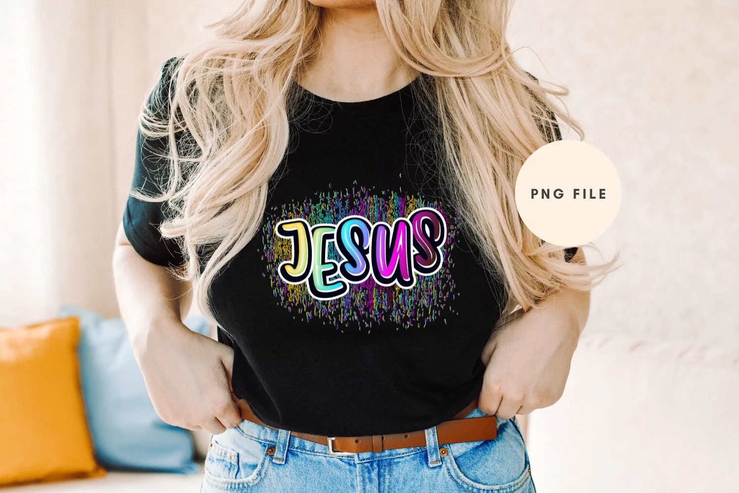 Jesus Retro Colors PNG Sublimation
