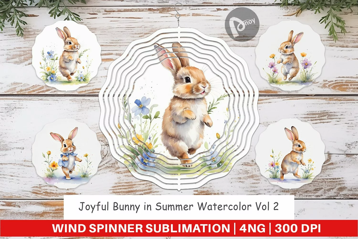 Wind Spinner Bunny in Summer Watercolor product image 1