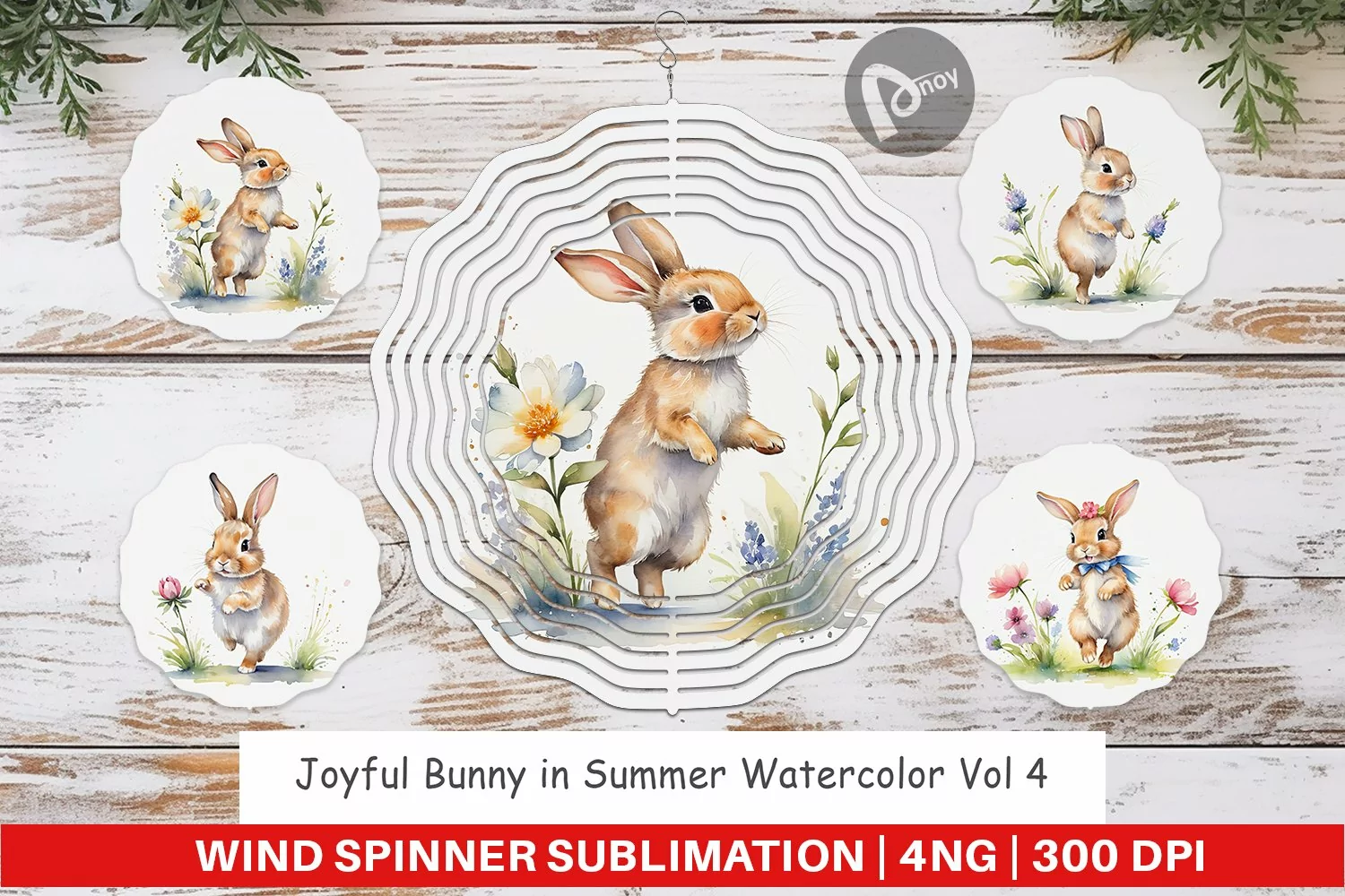 Wind Spinner Bunny in Summer Watercolor product image 1