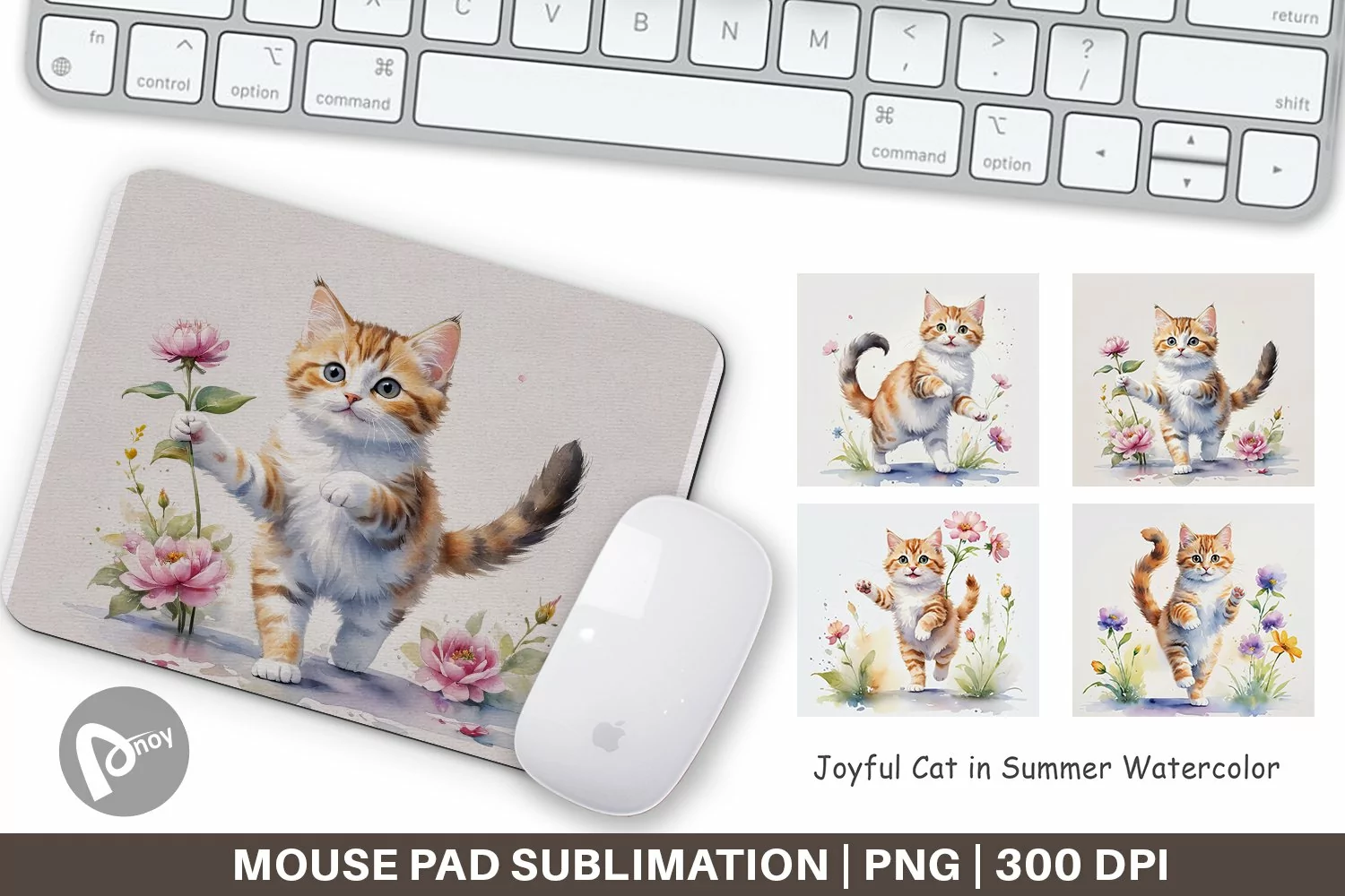 Mouse Pad Cat in Summer Watercolor product image 1
