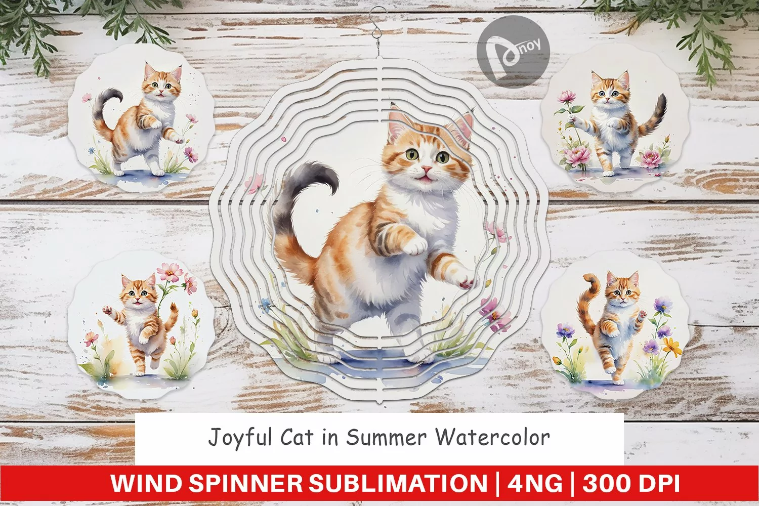 Wind Spinner Cat in Summer Watercolor product image 1