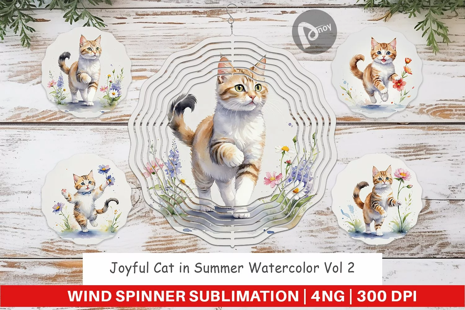 Wind Spinner Cat in Summer Watercolor product image 1
