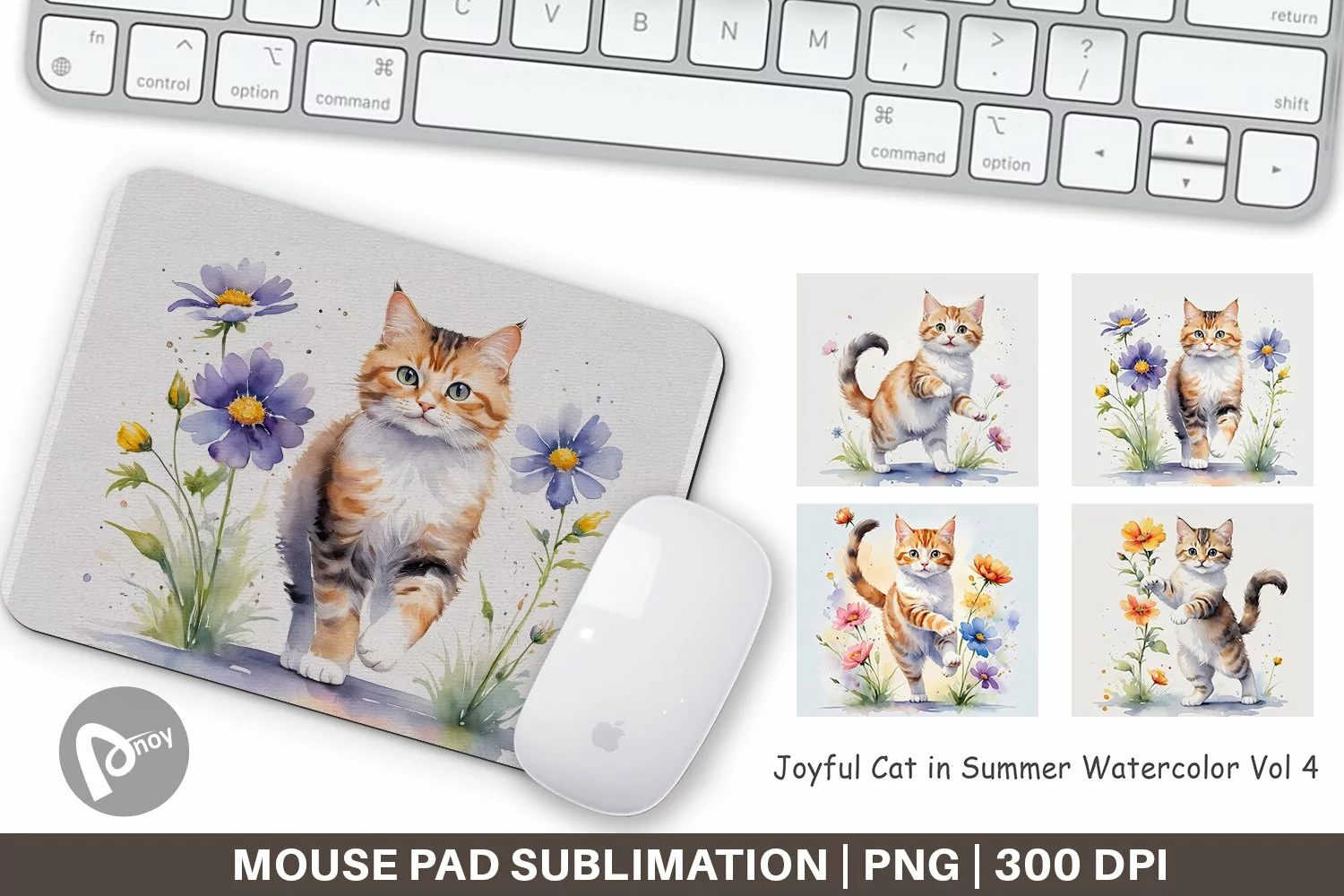 Mouse Pad Cat in Summer Watercolor product image 1