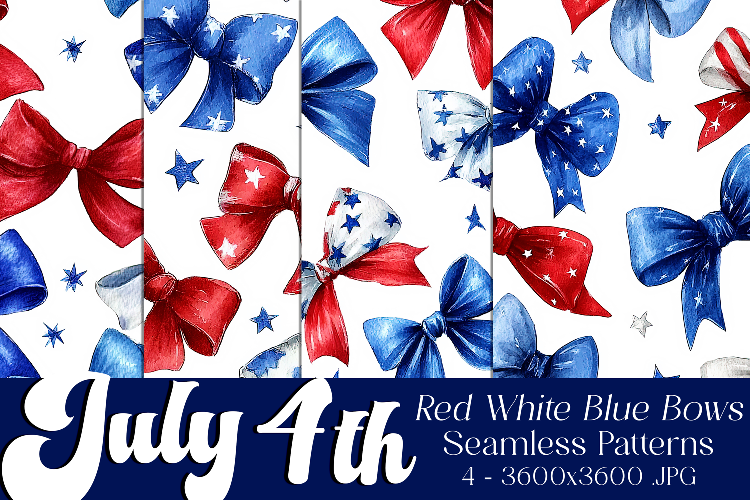 July 4th Patterns, 4th of July Bows Seamless Patterns s1 product image 1