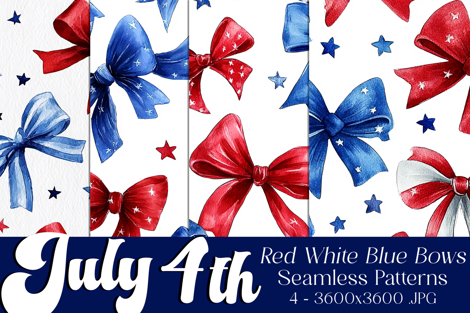 July 4th Patterns, 4th of July Bows Seamless Patterns s2 product image 1