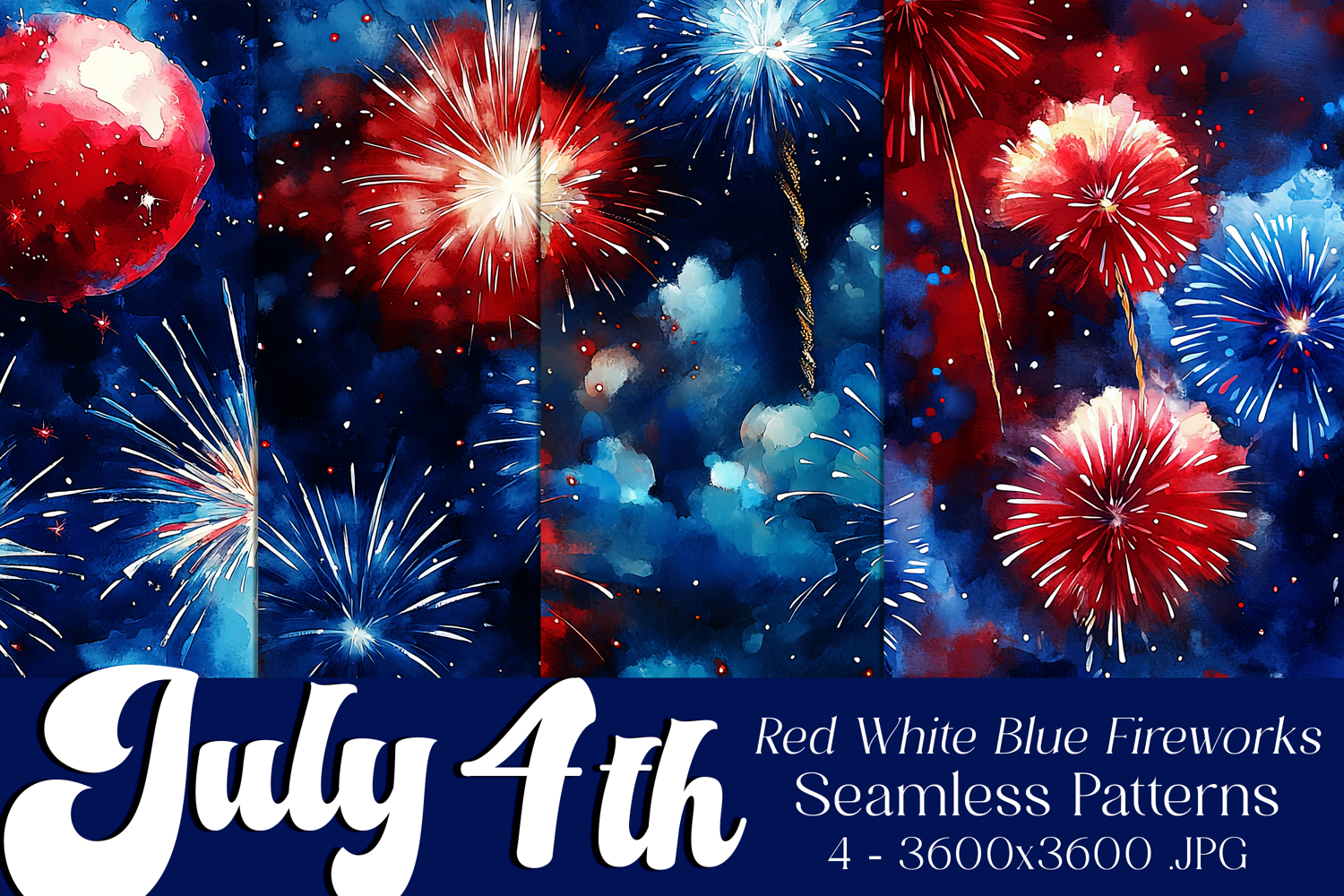 July 4th Patterns, 4th of July Fireworks Seamless Patterns 2 product image 1