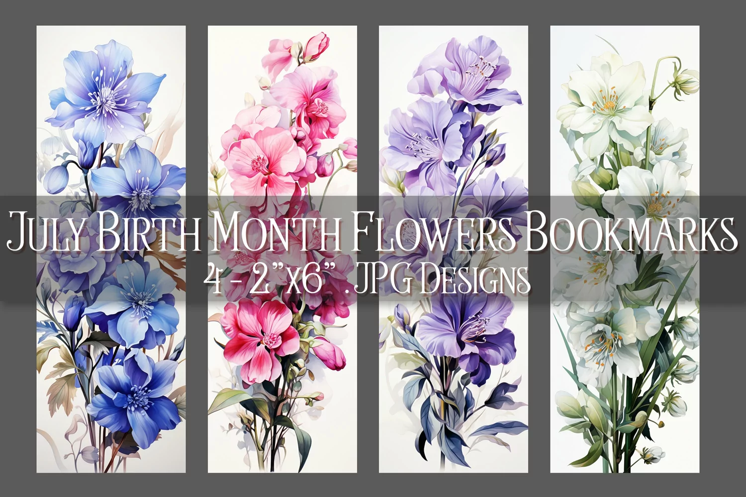 Floral Bookmark, July Bookmark, Larkspur Bookmarks, s1 product image 1
