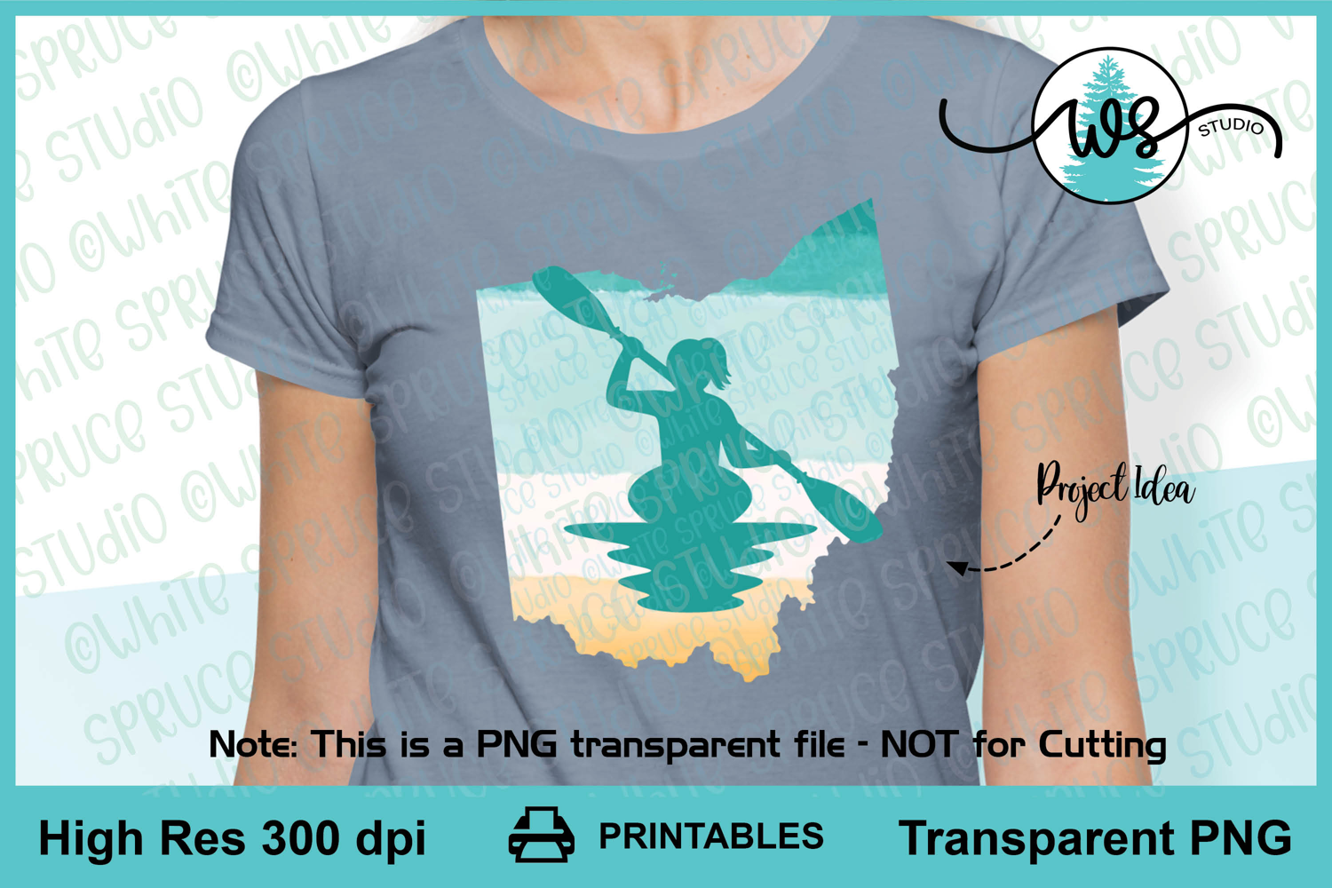 Kayak Woman Ohio State Print, Kayak Sublimation, Kayak PNG product image 1