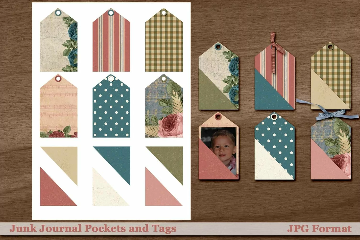 Printable Vintage Junk Journal Pocket Tags product image 1