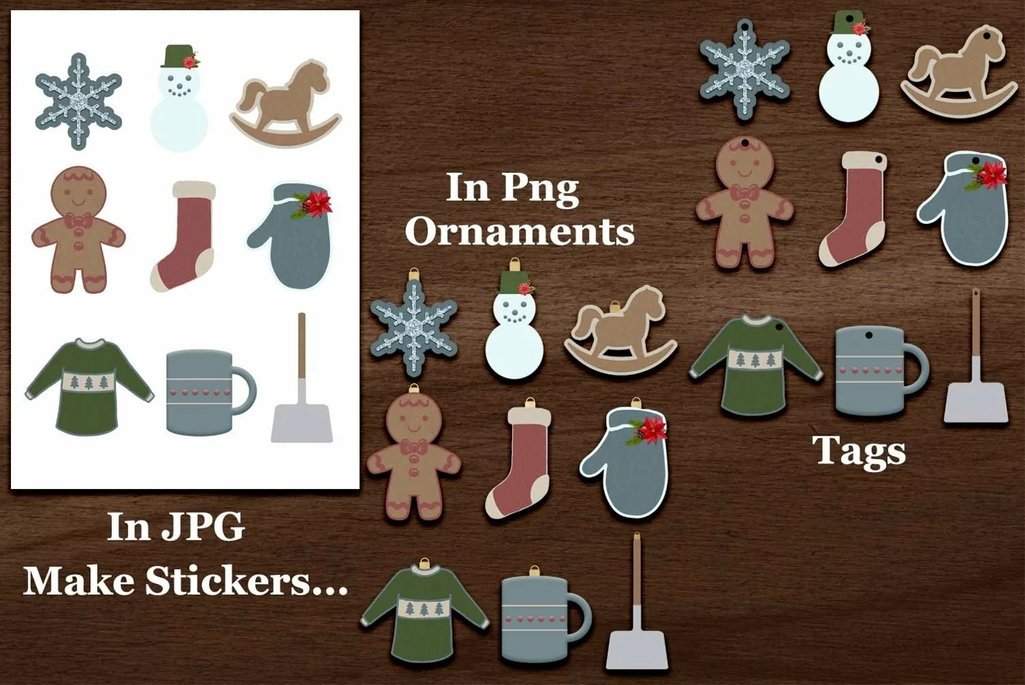 Winter Tags, Stickers and Ornaments for Christmas product image 1