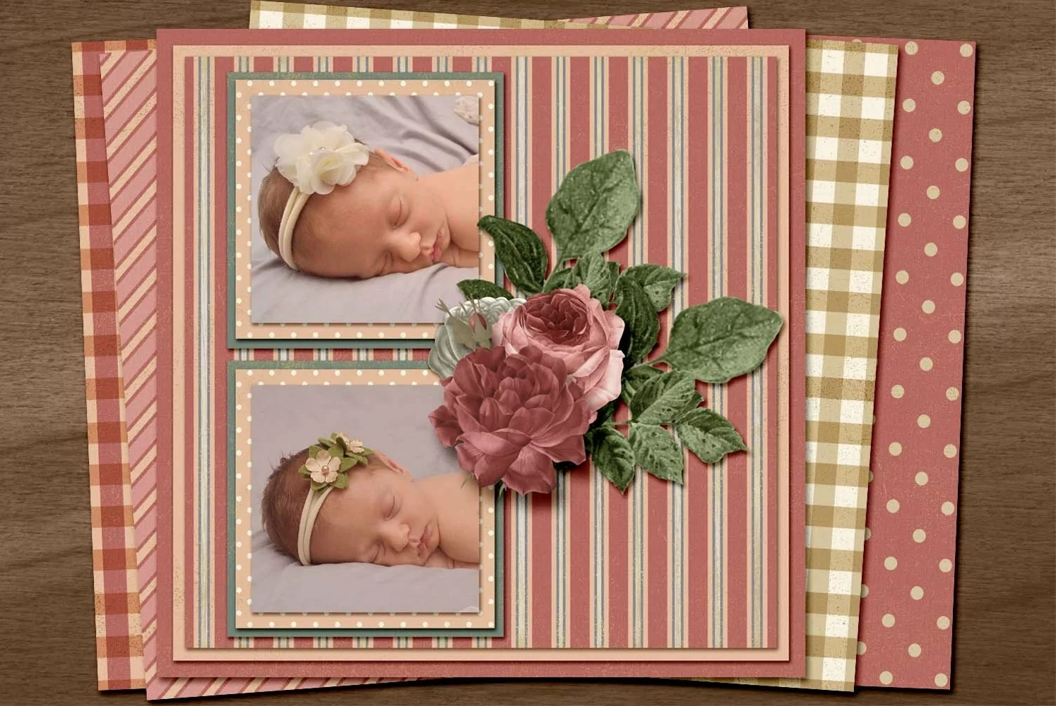 Vintage Buffalo Plaid Digital Scrapbooking Paper product image 1