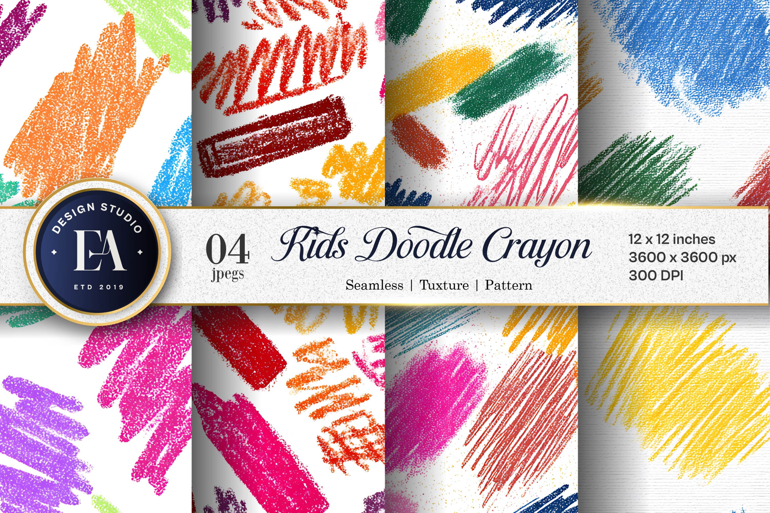Colorful Crayon Scribble Seamless Art Digital Paper product image 1