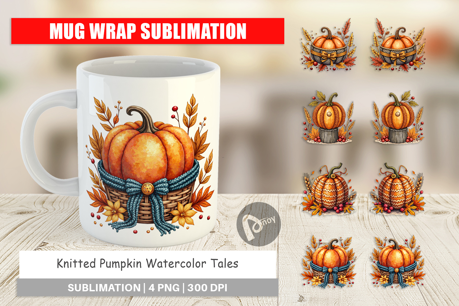 Knitted Pumpkin Mug Wrap product image 1