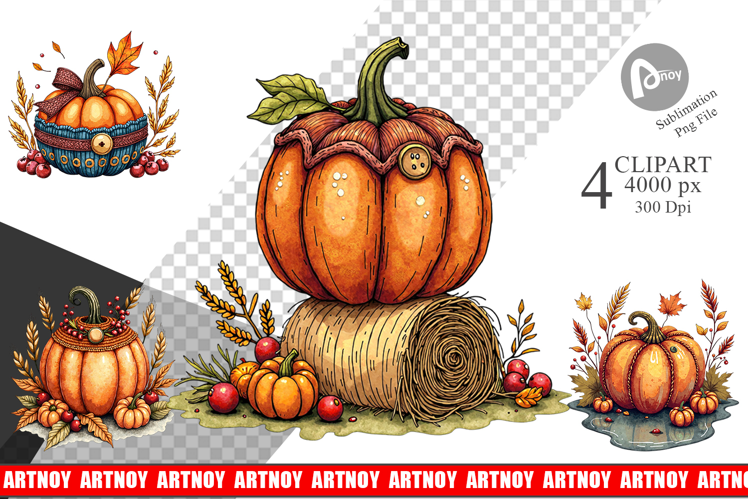 Knitted Pumpkin Clipart product image 1