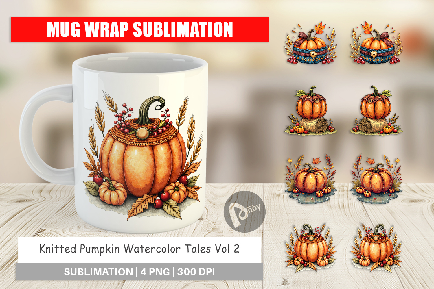 Knitted Pumpkin Mug Wrap product image 1