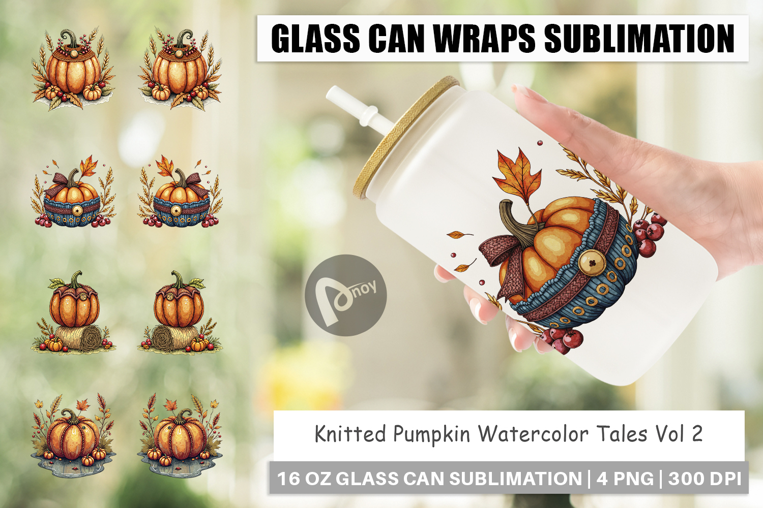 Knitted Pumpkin Glass Can product image 1