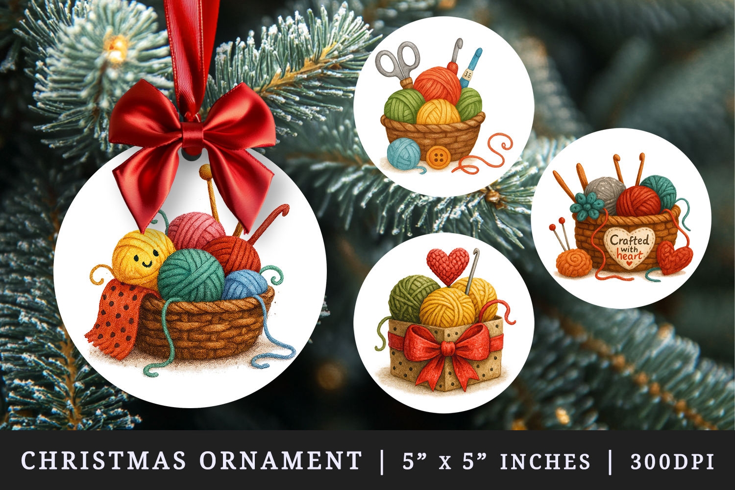 Knitting & Crochet round ornaments sublimation design product image 1