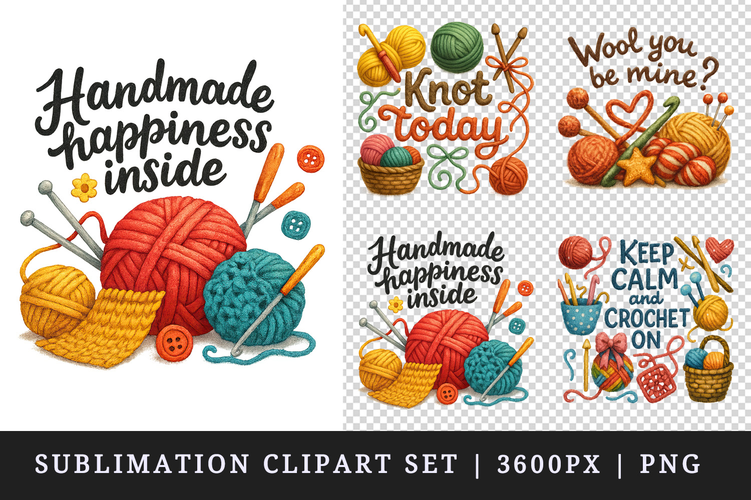 Knitting & Crochet clipart printable sublimation design png product image 1