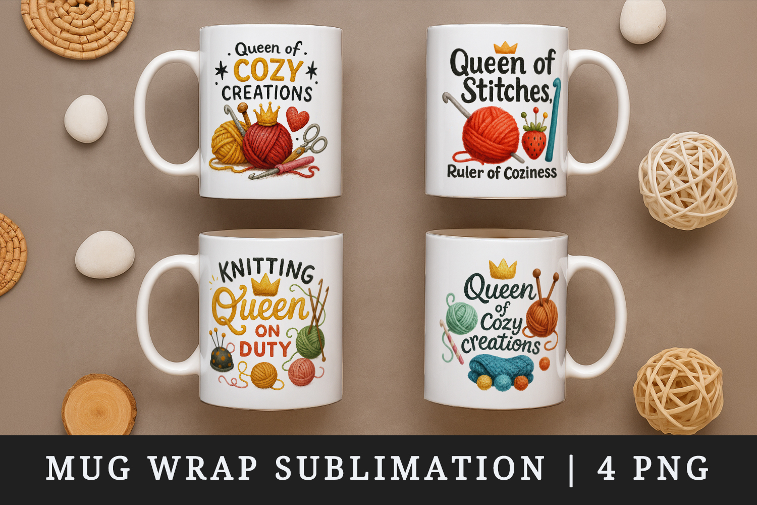 Knitting & Crochet mug wrap printable sublimation design product image 1