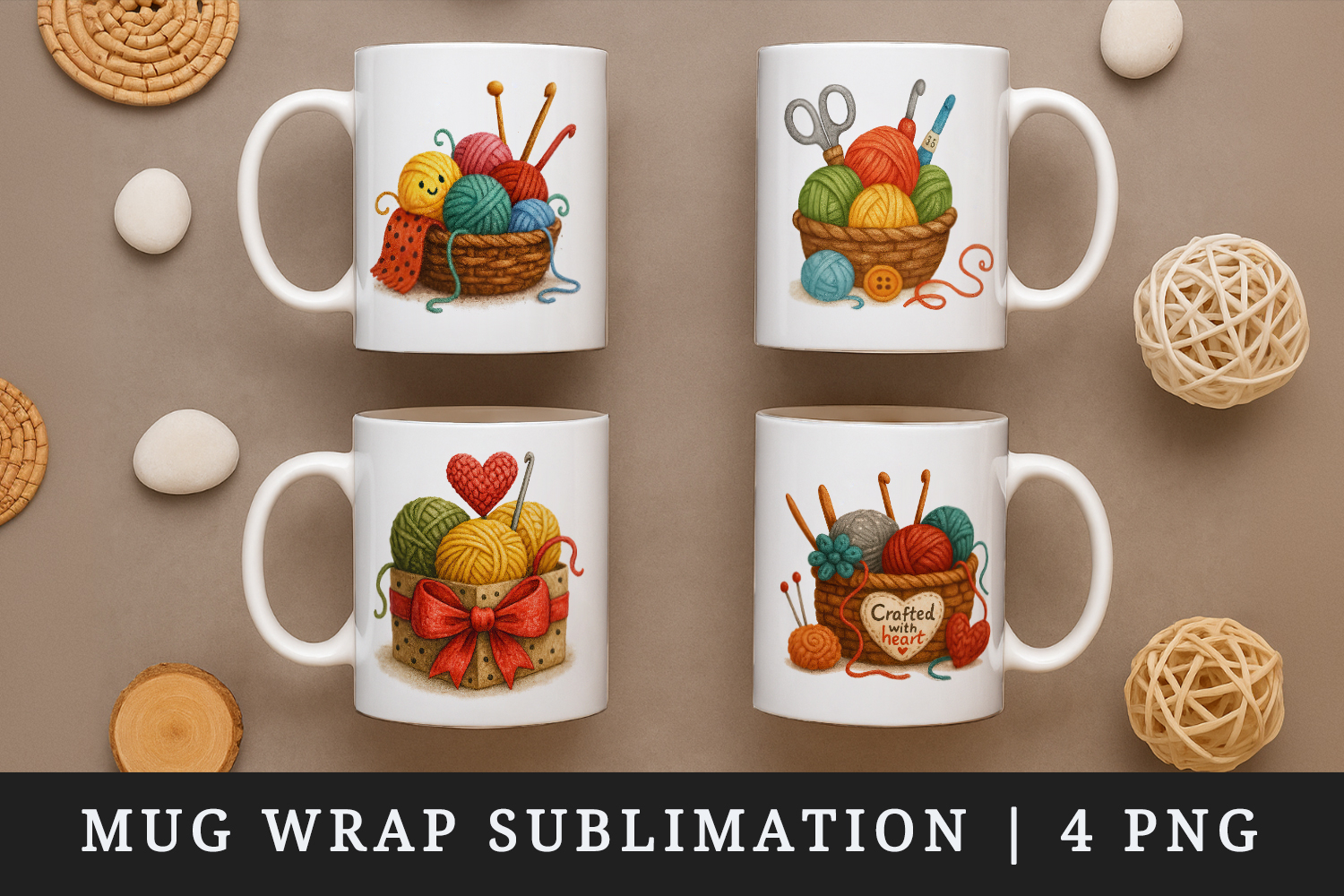 Knitting & Crochet mug wrap printable sublimation design product image 1