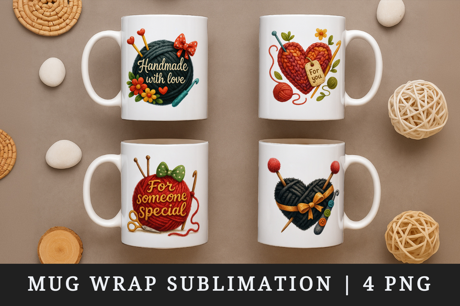 Knitting & Crochet mug wrap printable sublimation design product image 1