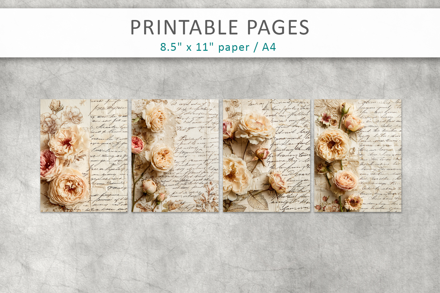 antique paper junk journal pages, retro paper product image 1