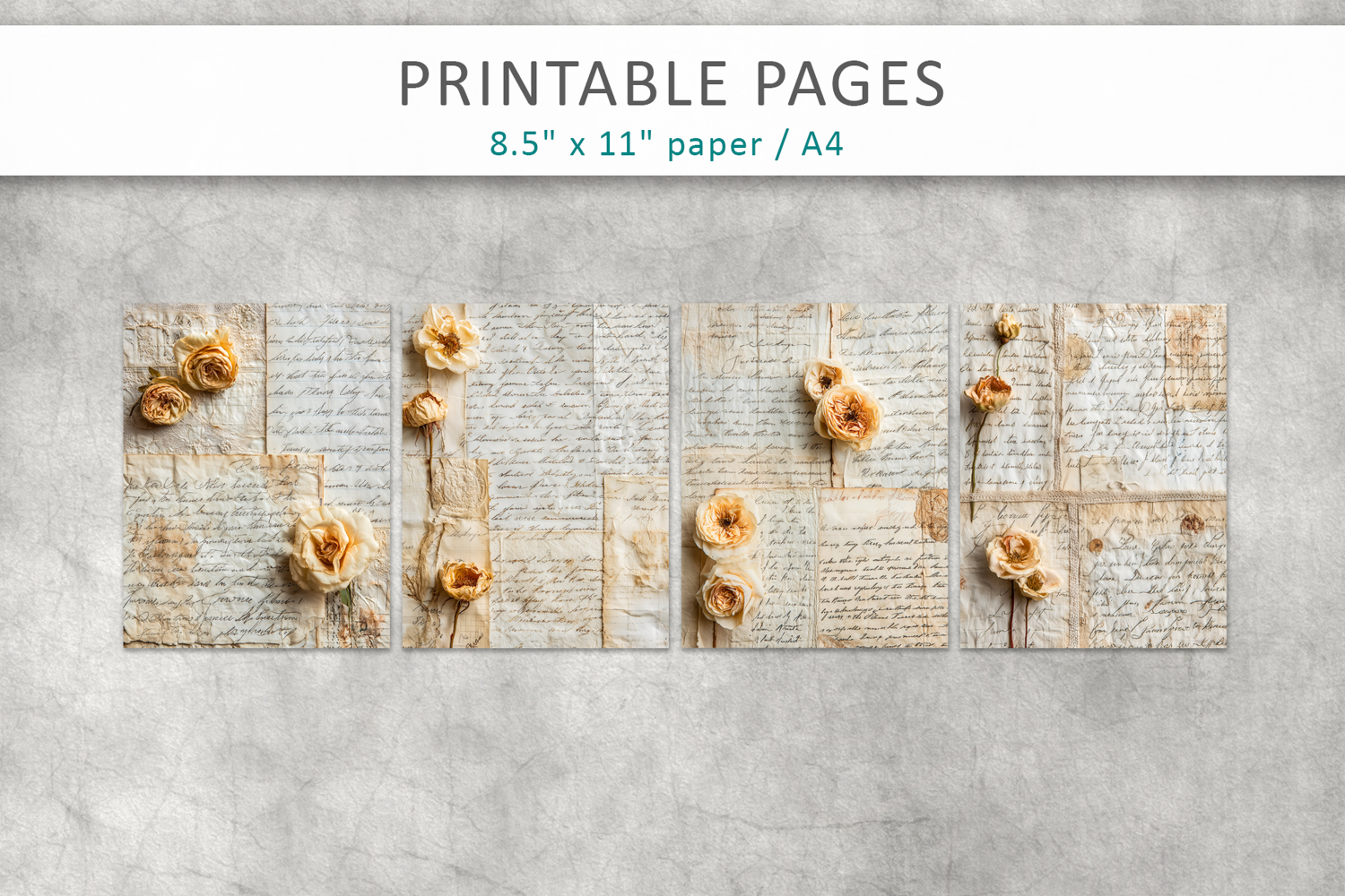 antique paper junk journal pages, antique texture product image 1