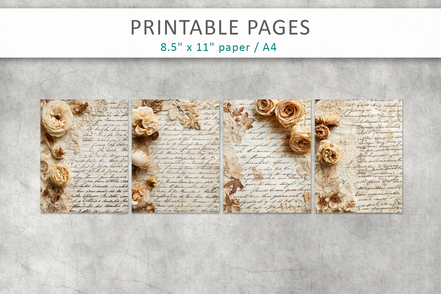 antique paper junk journal pages, paper craft product image 1