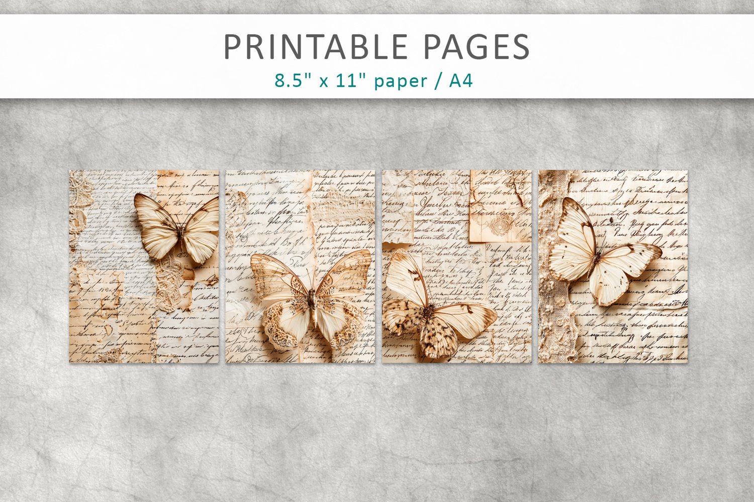 antique paper junk journal pages, vintage handwriting product image 1