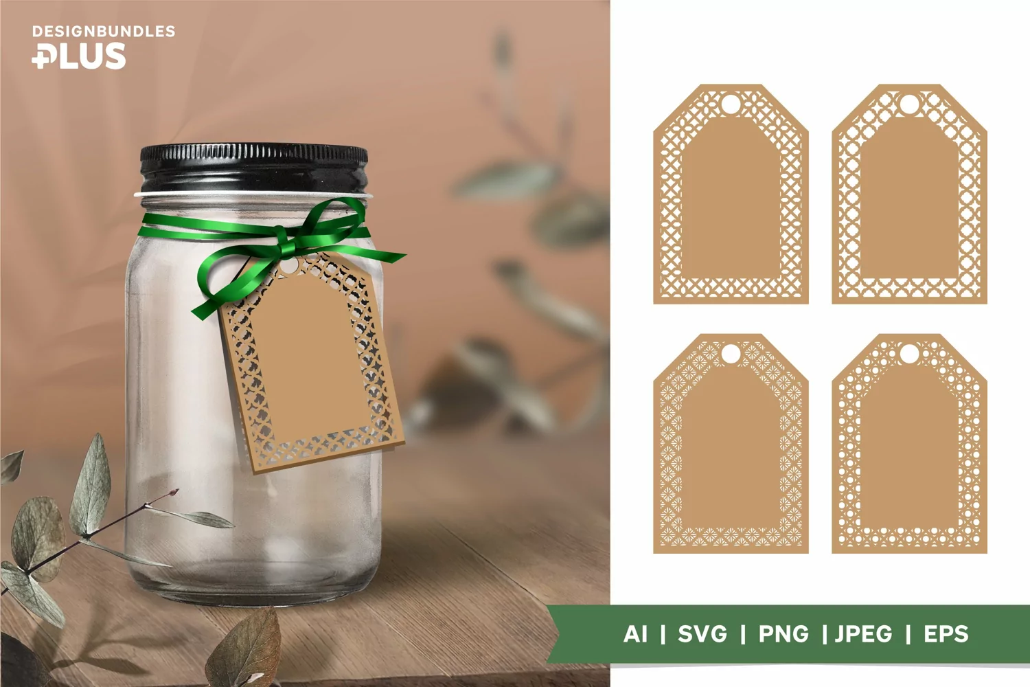 Classic Decorative Lace Pattern Gift Tag SVG Lasercut Set product image 1