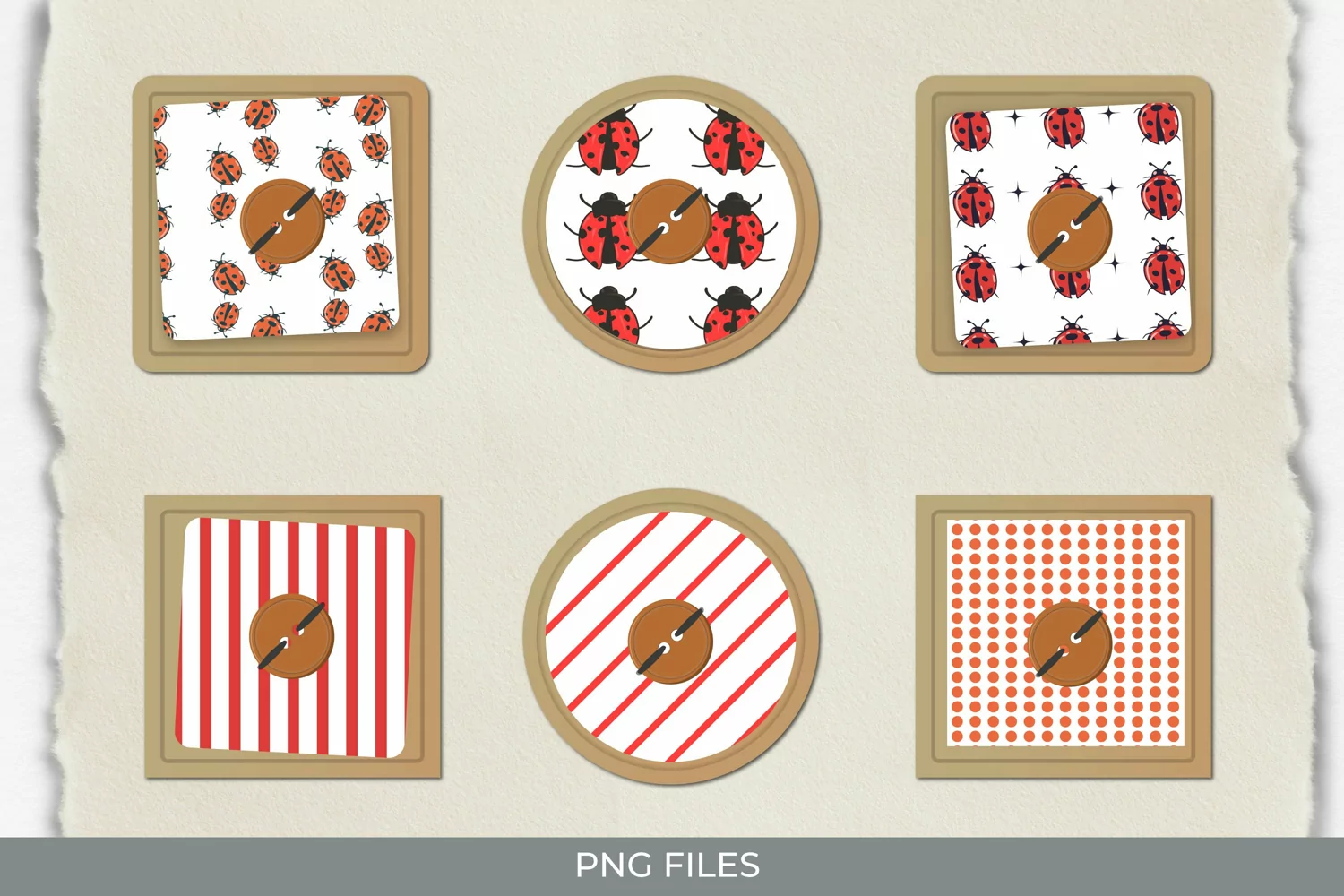 Lady Bug with Vintage Color Seamless Pattern with Buttons product image 1
