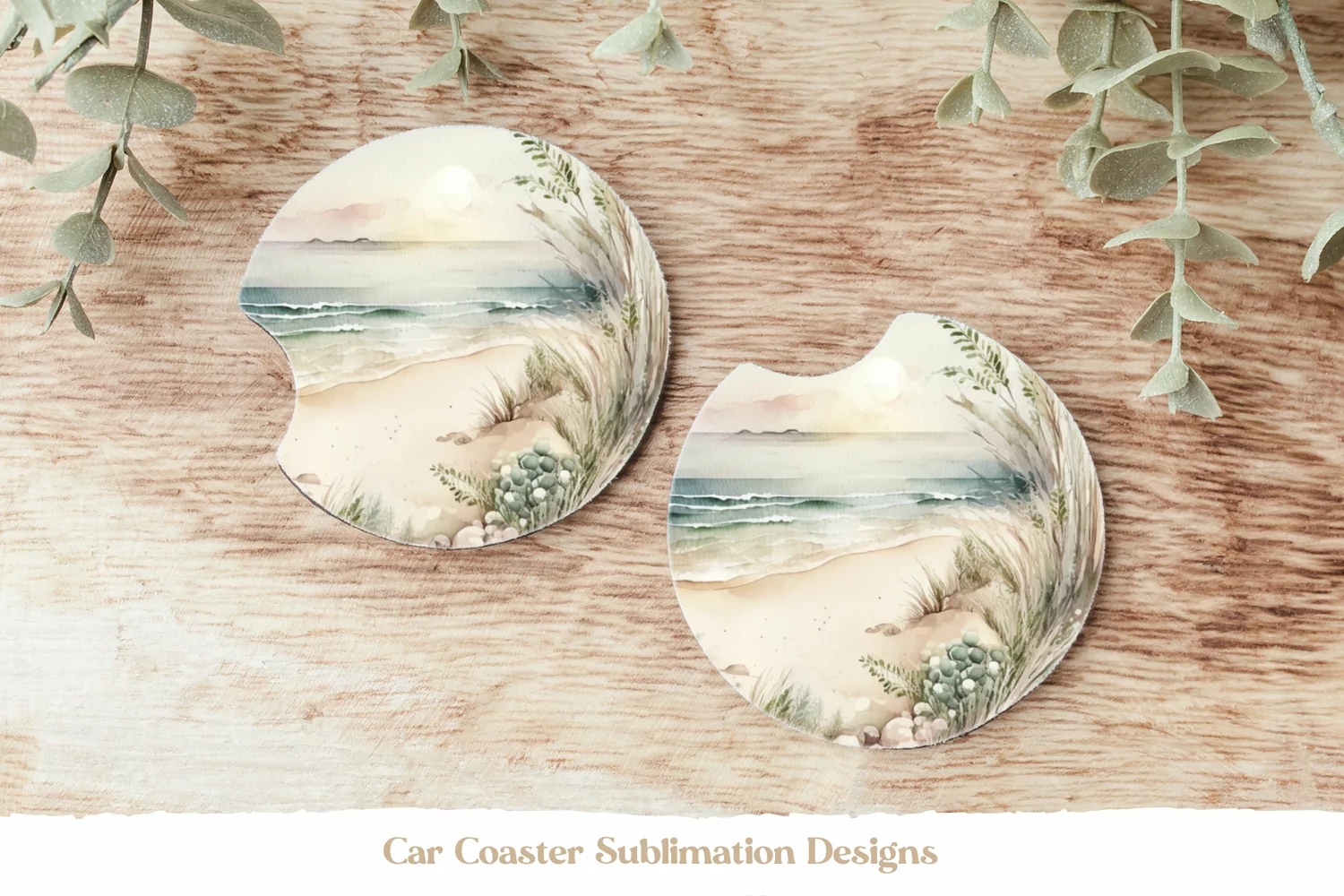 Lake Car Coaster Sublimation  Watercolor Ocean Coasters