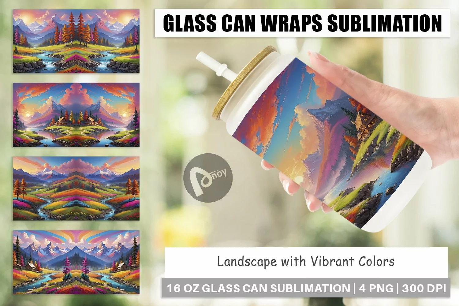 Glass Can Wraps Vibrant Landscape product image 1