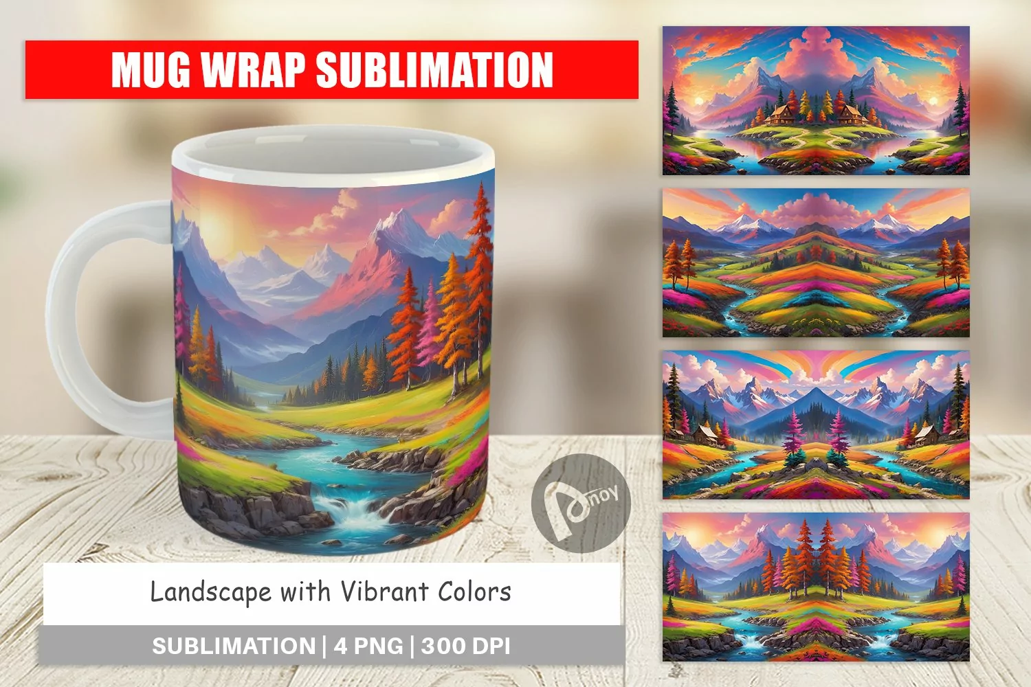 Mug Wrap Design Vibrant Landscape product image 1
