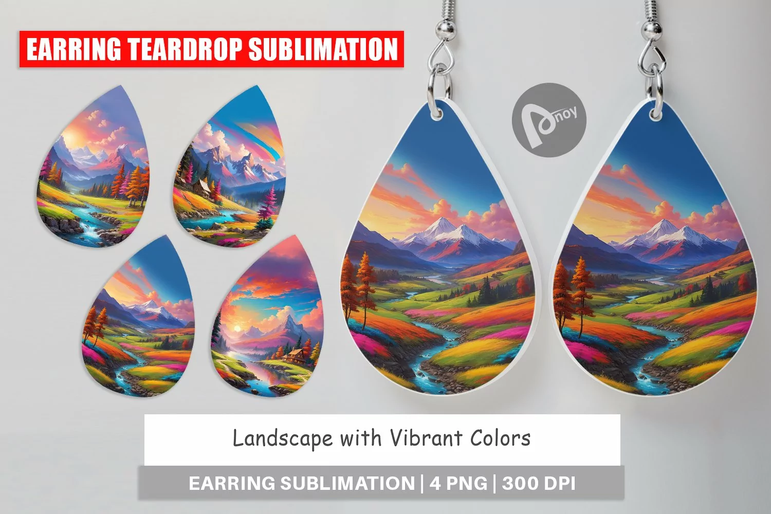 Earring Teardrop Vibrant Landscape product image 1