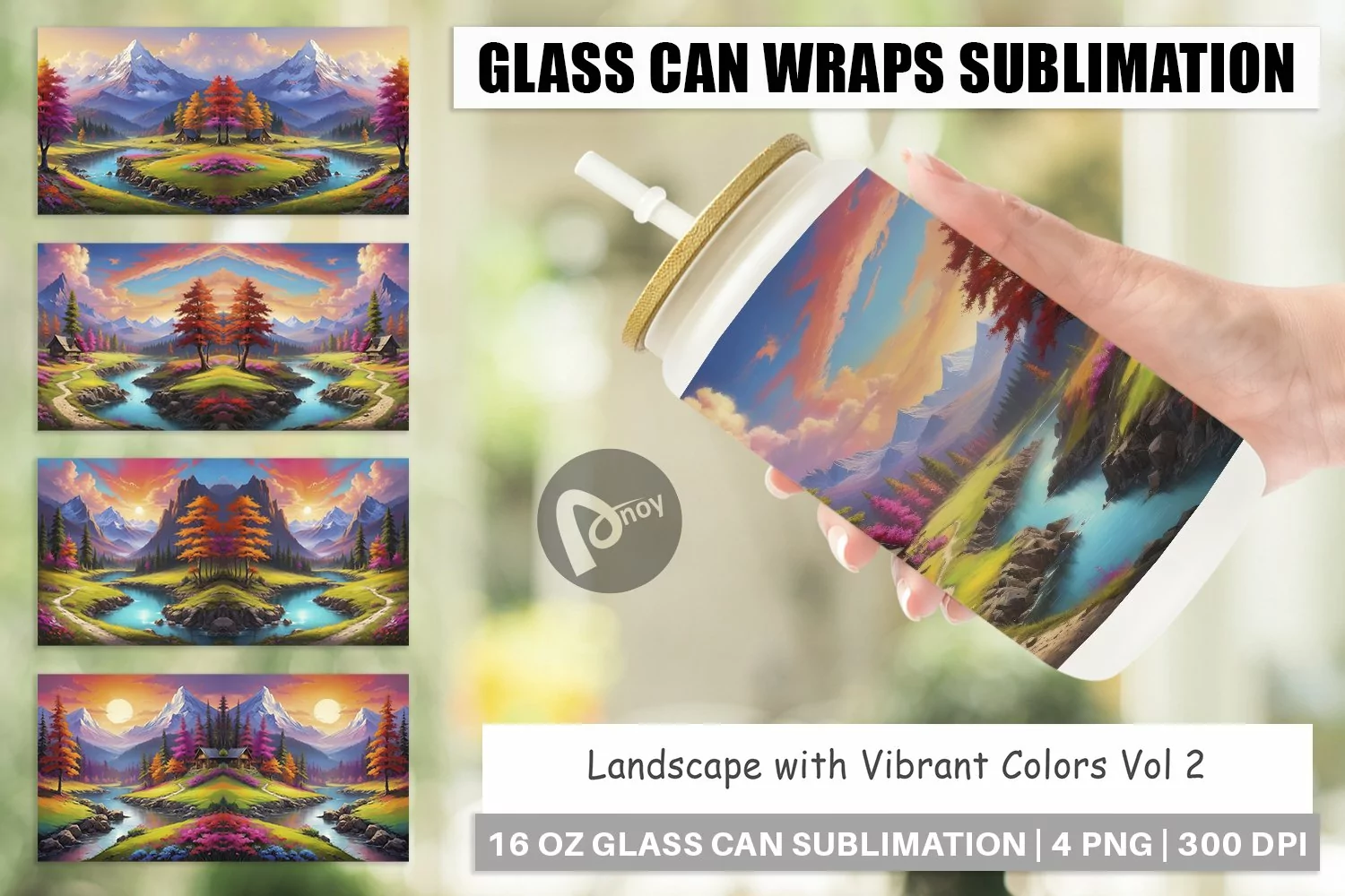 Glass Can Wraps Vibrant Landscape product image 1