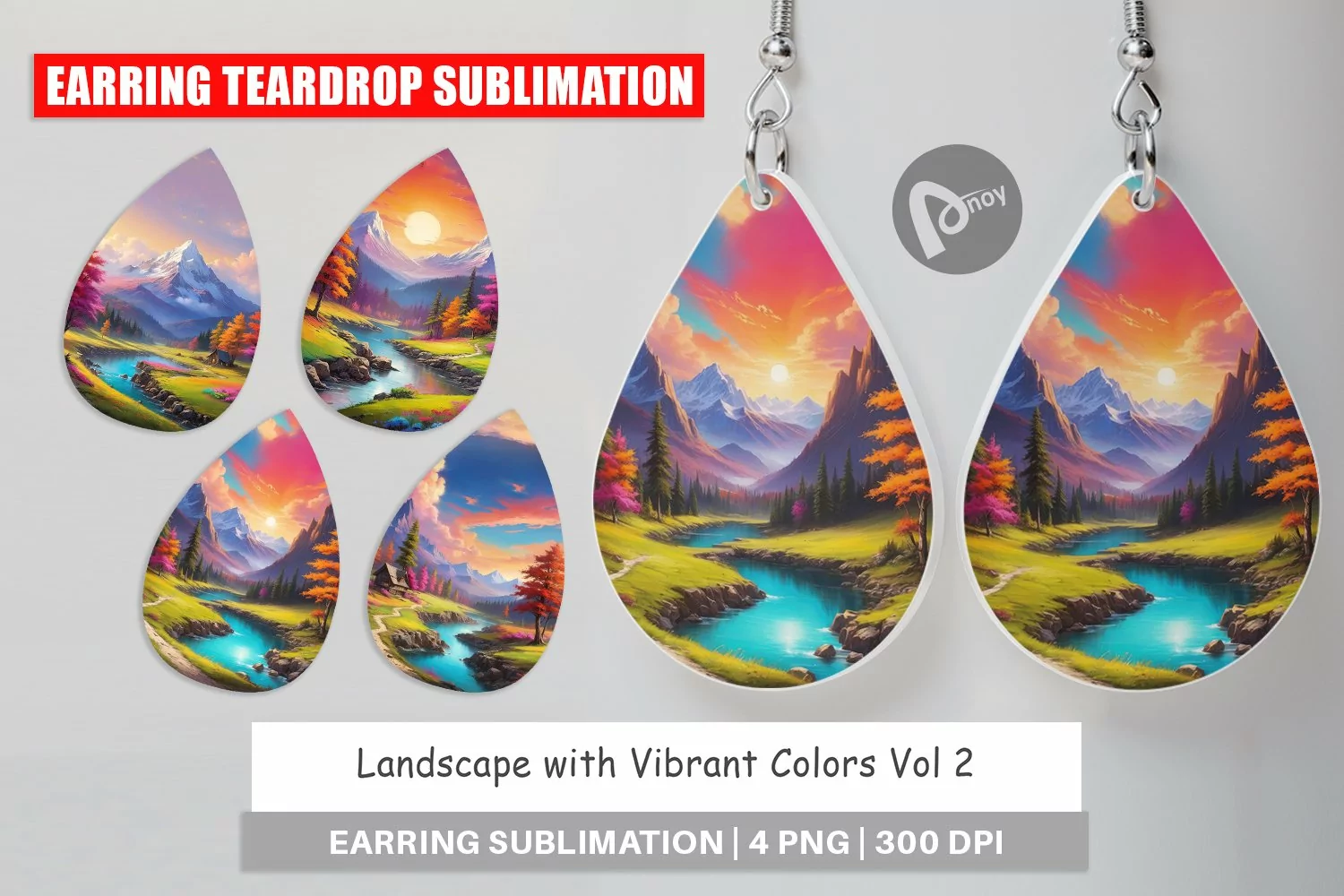 Earring Teardrop Vibrant Landscape product image 1