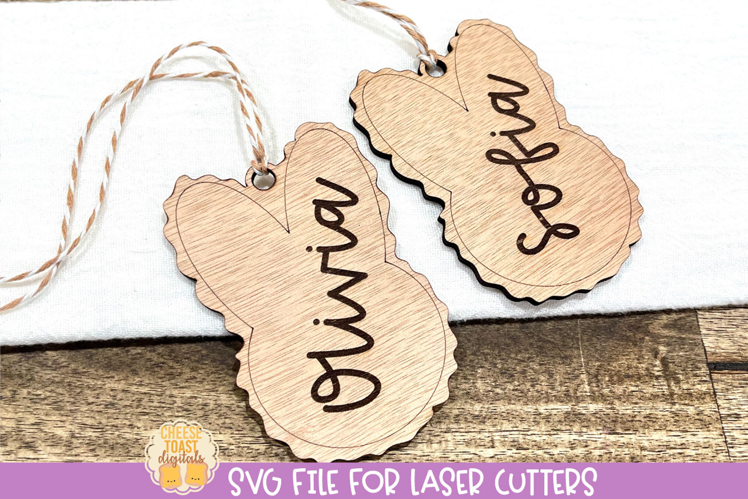 Bunny Name Tag SVG| Laser Easter Basket Tag SVG product image 1