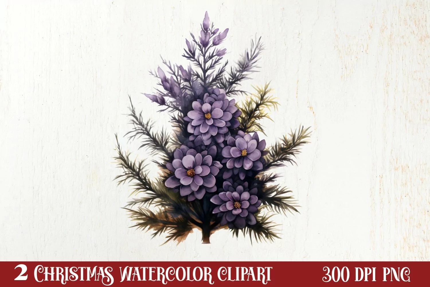 Lavender And Christmas Tree Sublimation Clipart product image 1