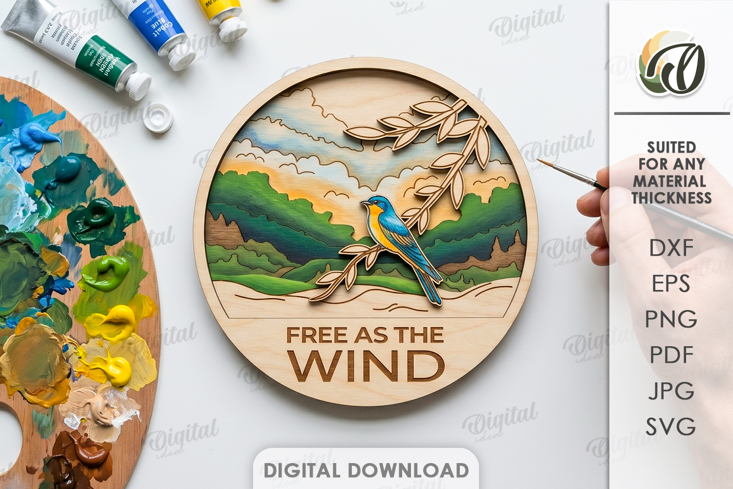 Layered Coloring Round Sign Laser Cut. Wall Decor SVG product image 1